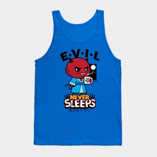 Cute Funny Kawaii Demon Drinking Coffee Slogan Meme Tank Top